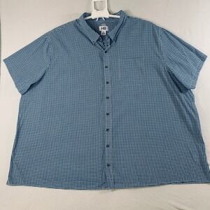 HB Harbor Bay Men's 5XL Green Gingham Checkered Short Sleeve Button Up Shirt